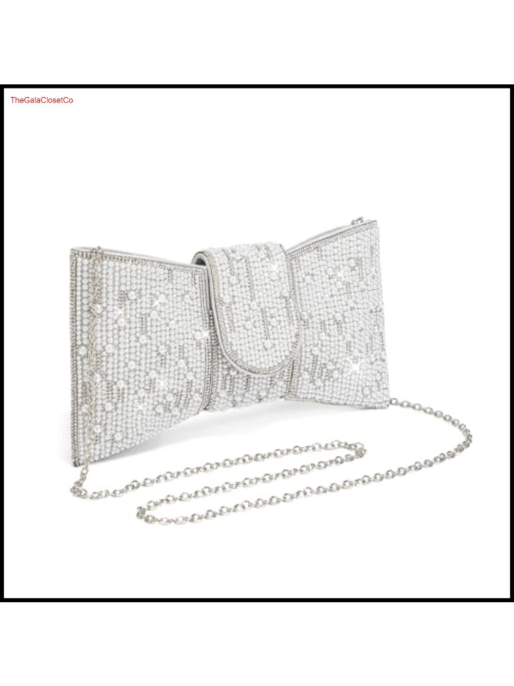 Rhinestone Butterfly Clutch Vegan Leather Evening Bag with Chain